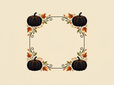 Autumn Pumpkin Frame With Fall Leaves