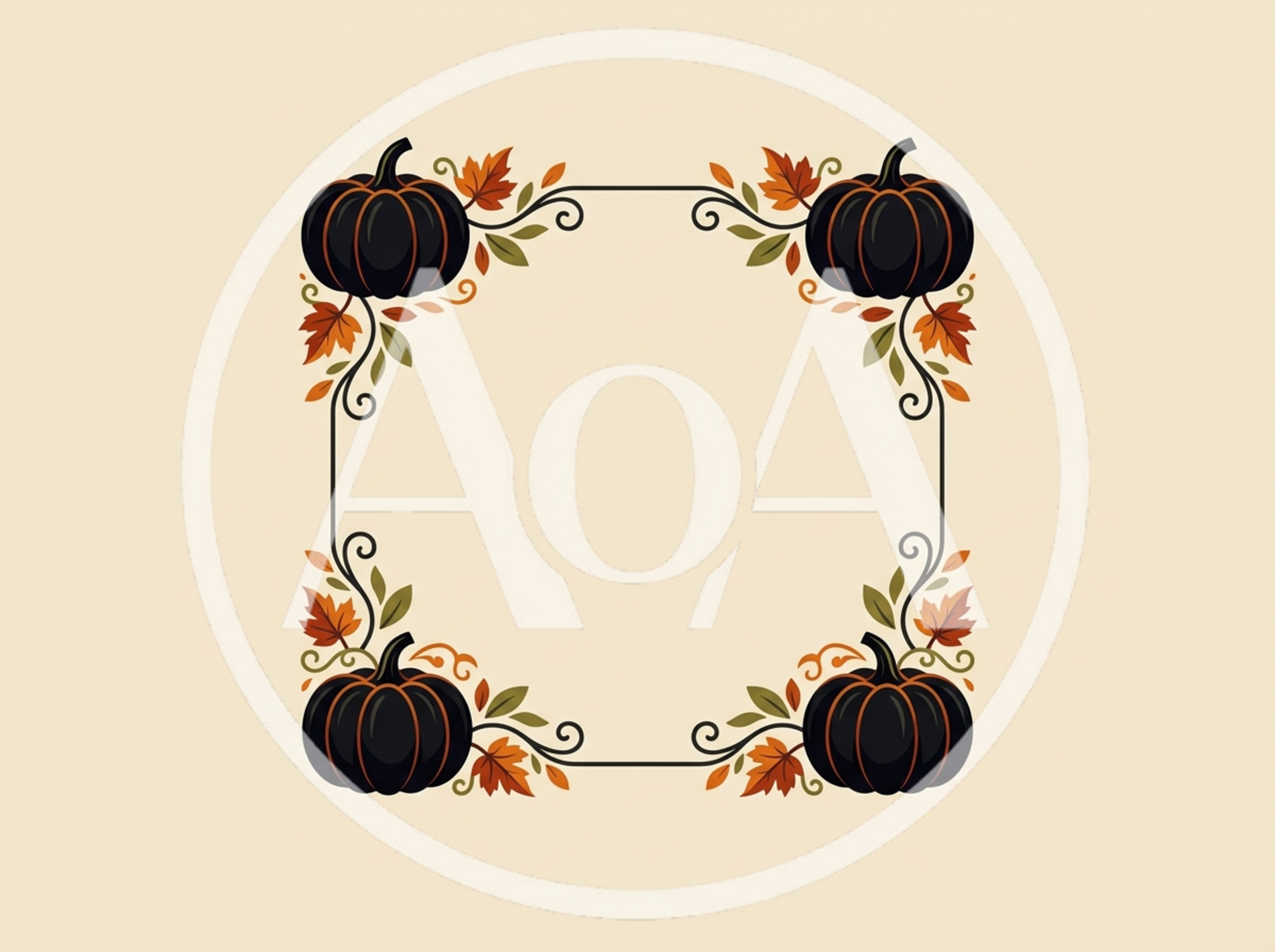 Autumn Pumpkin Frame With Fall Leaves