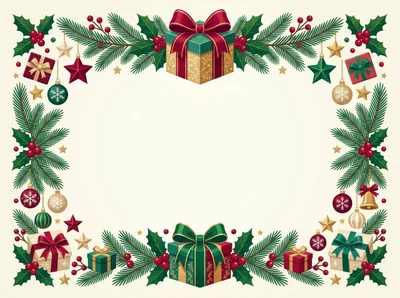 Christmas Holiday Decorative Border Frame With Gifts