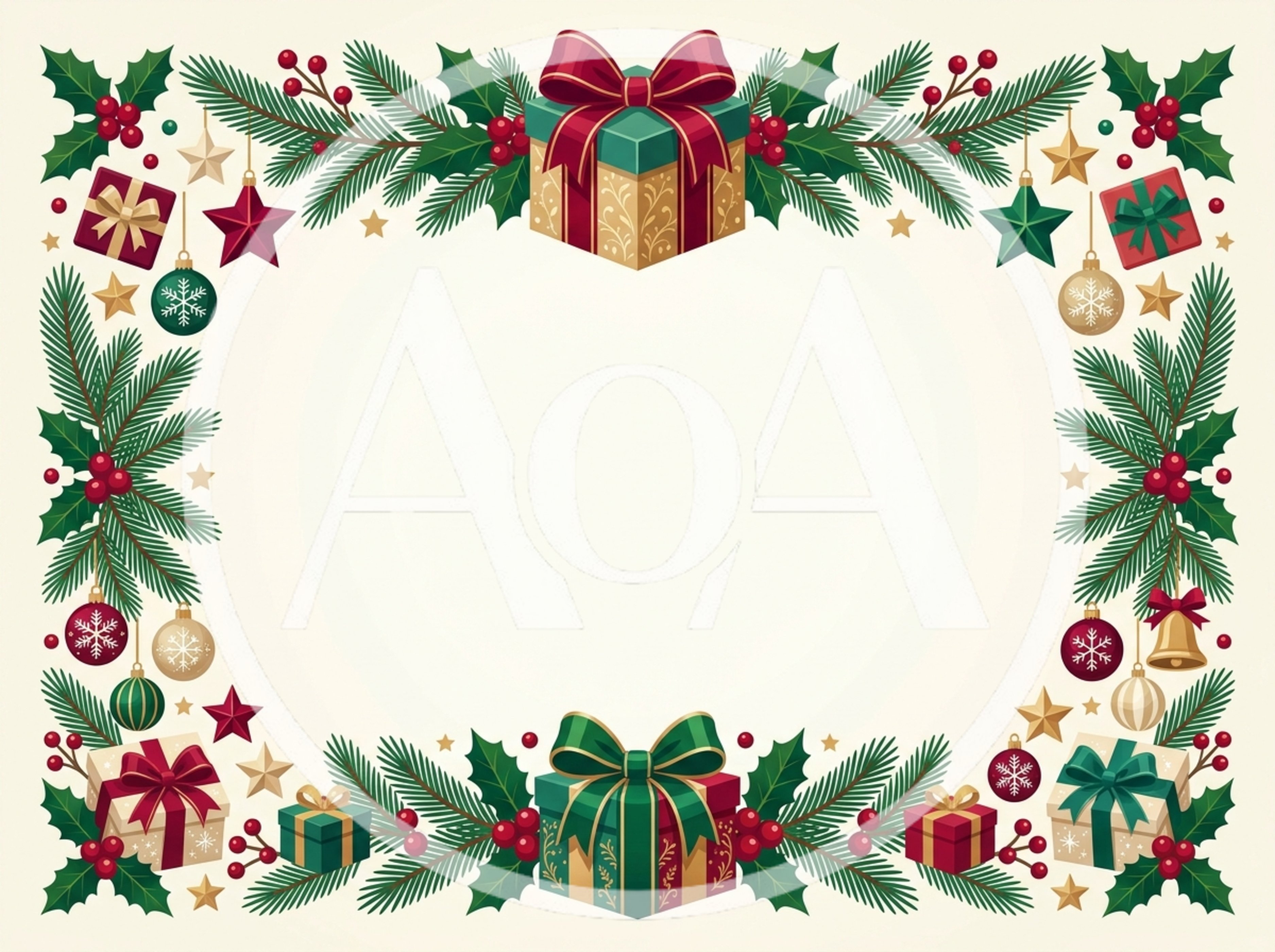 Christmas Holiday Decorative Border Frame With Gifts