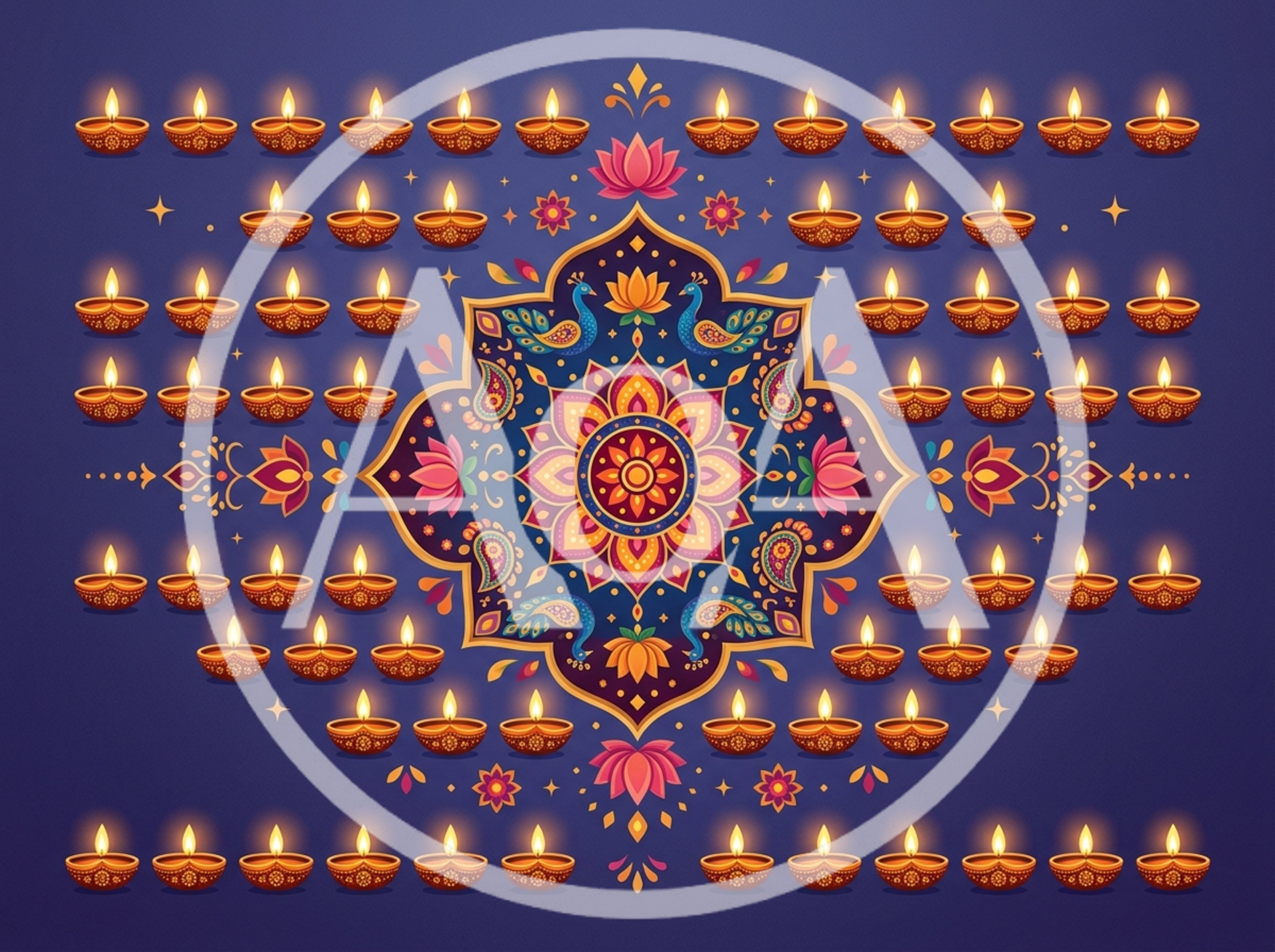 Diwali Festival Background With Traditional Oil Lamps