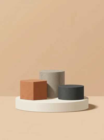 Minimalist Product Display Pedestals on Beige Background