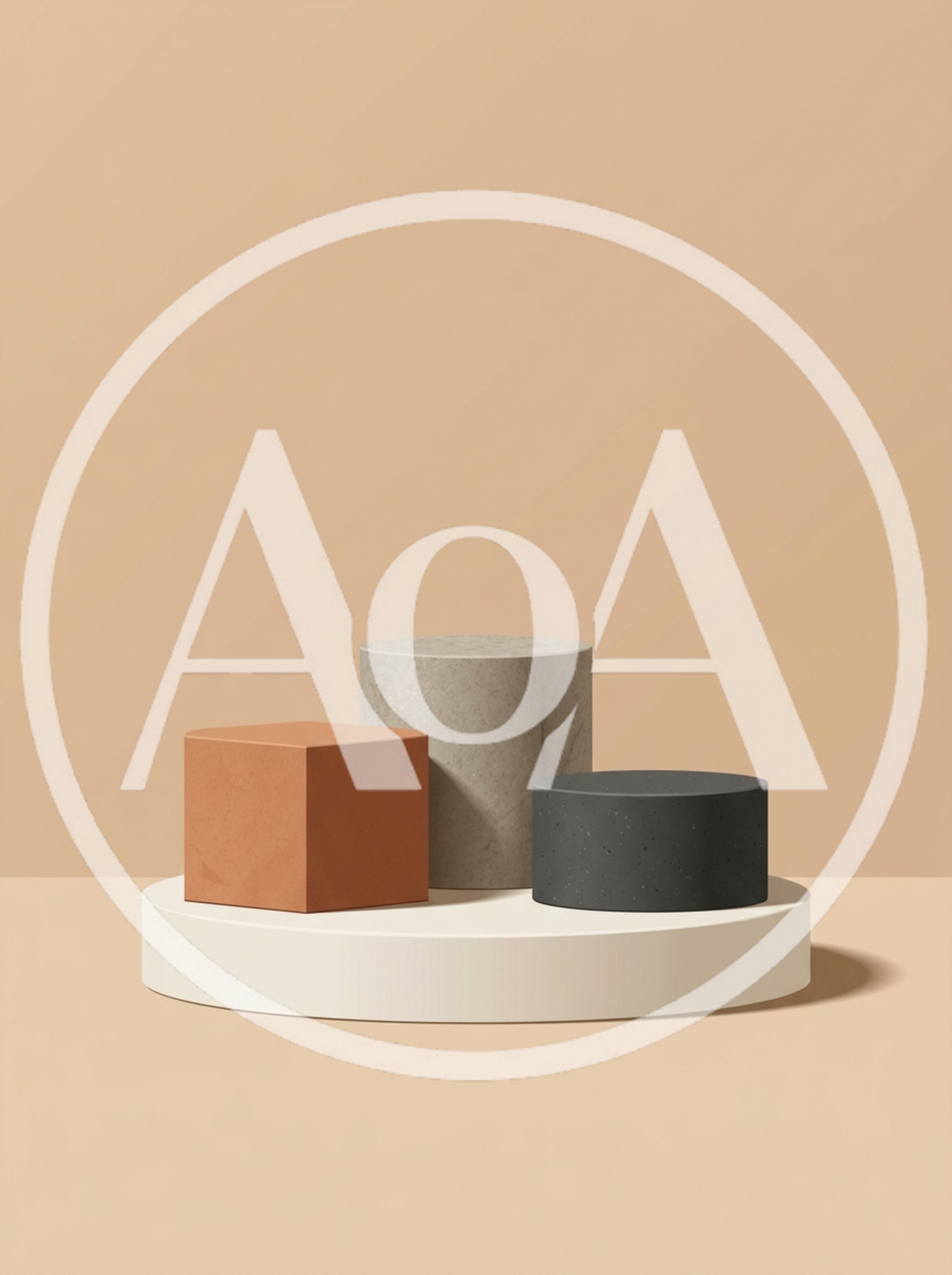 Minimalist Product Display Pedestals on Beige Background