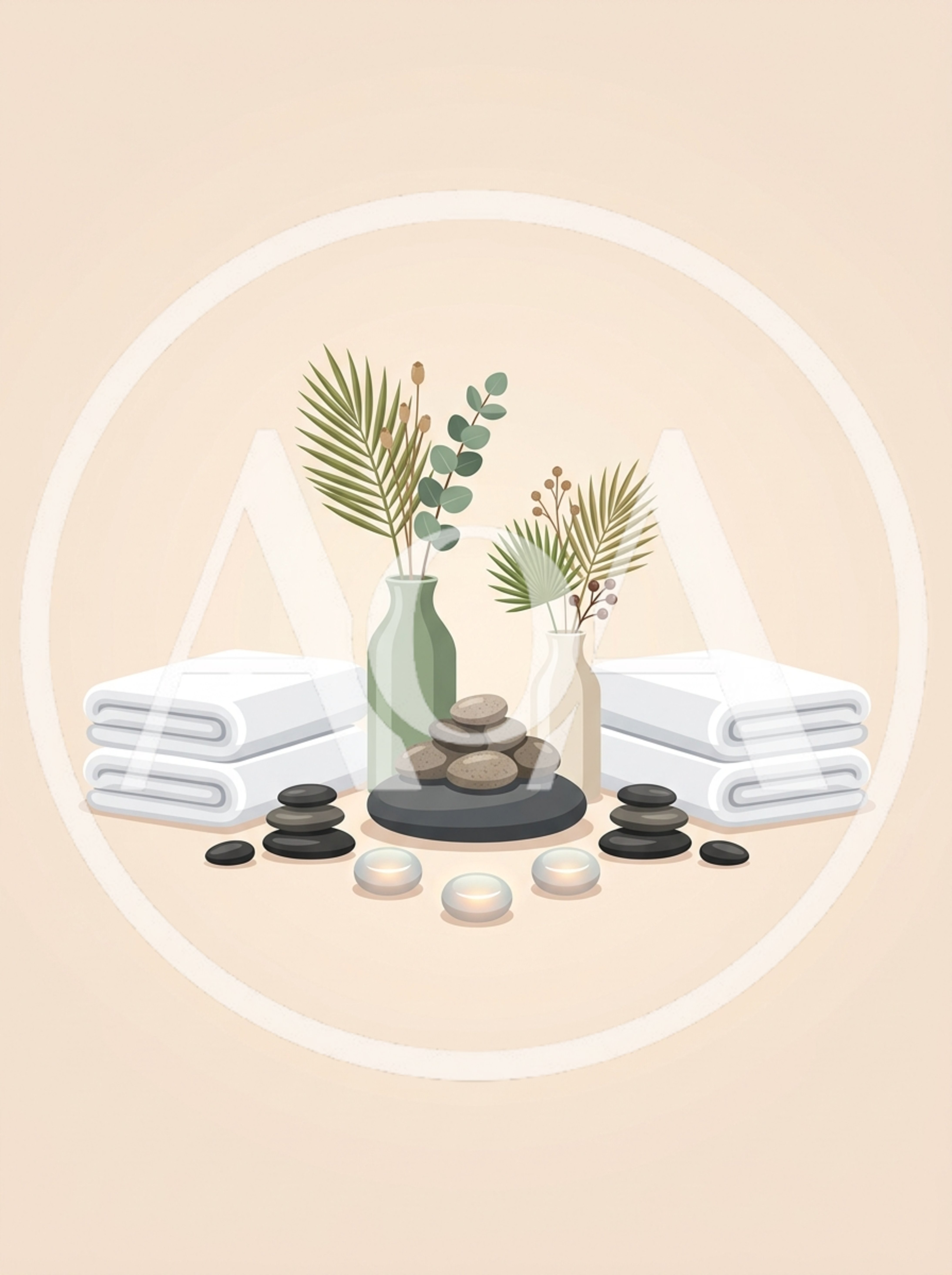 Spa Wellness Composition With Towels And Stones