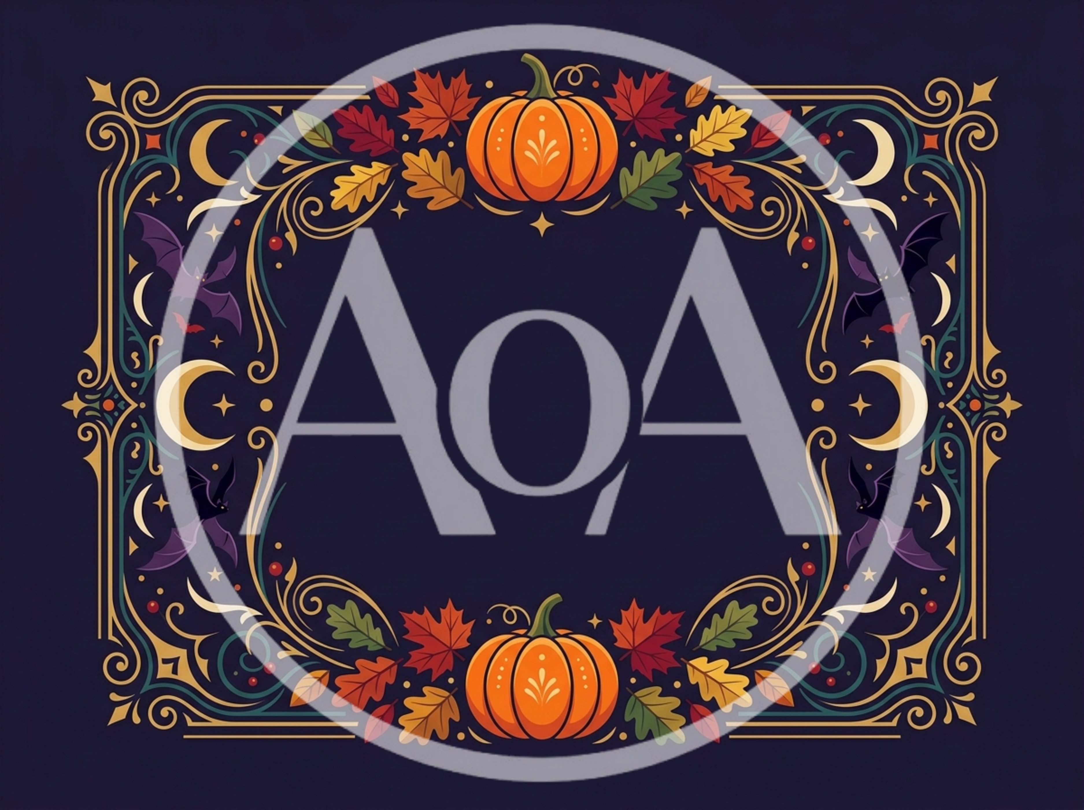 Halloween Decorative Frame With Pumpkins And Bats