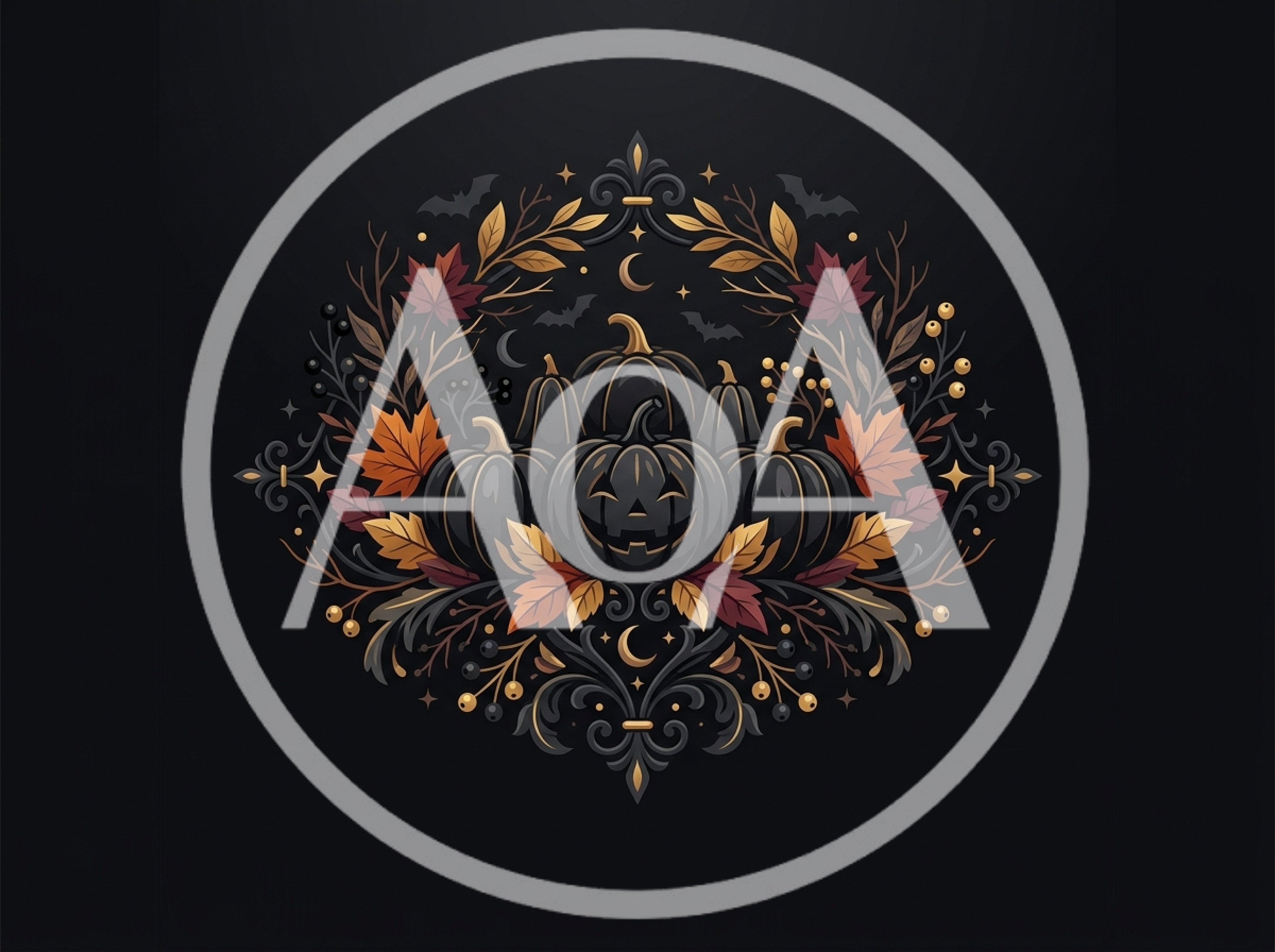 Ornate Halloween Pumpkin Wreath Illustration