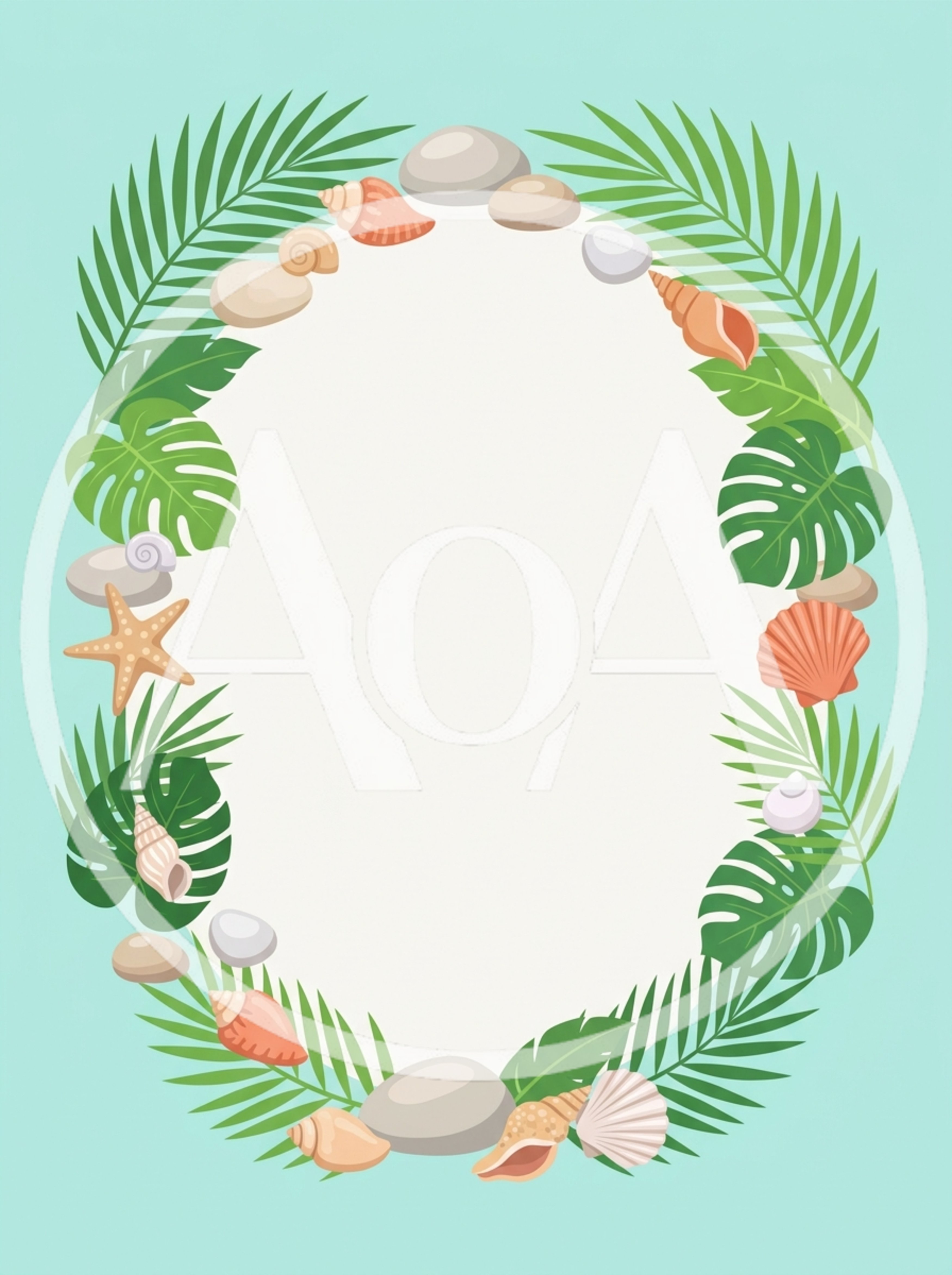 Tropical Summer Frame With Seashells And Palm Leaves