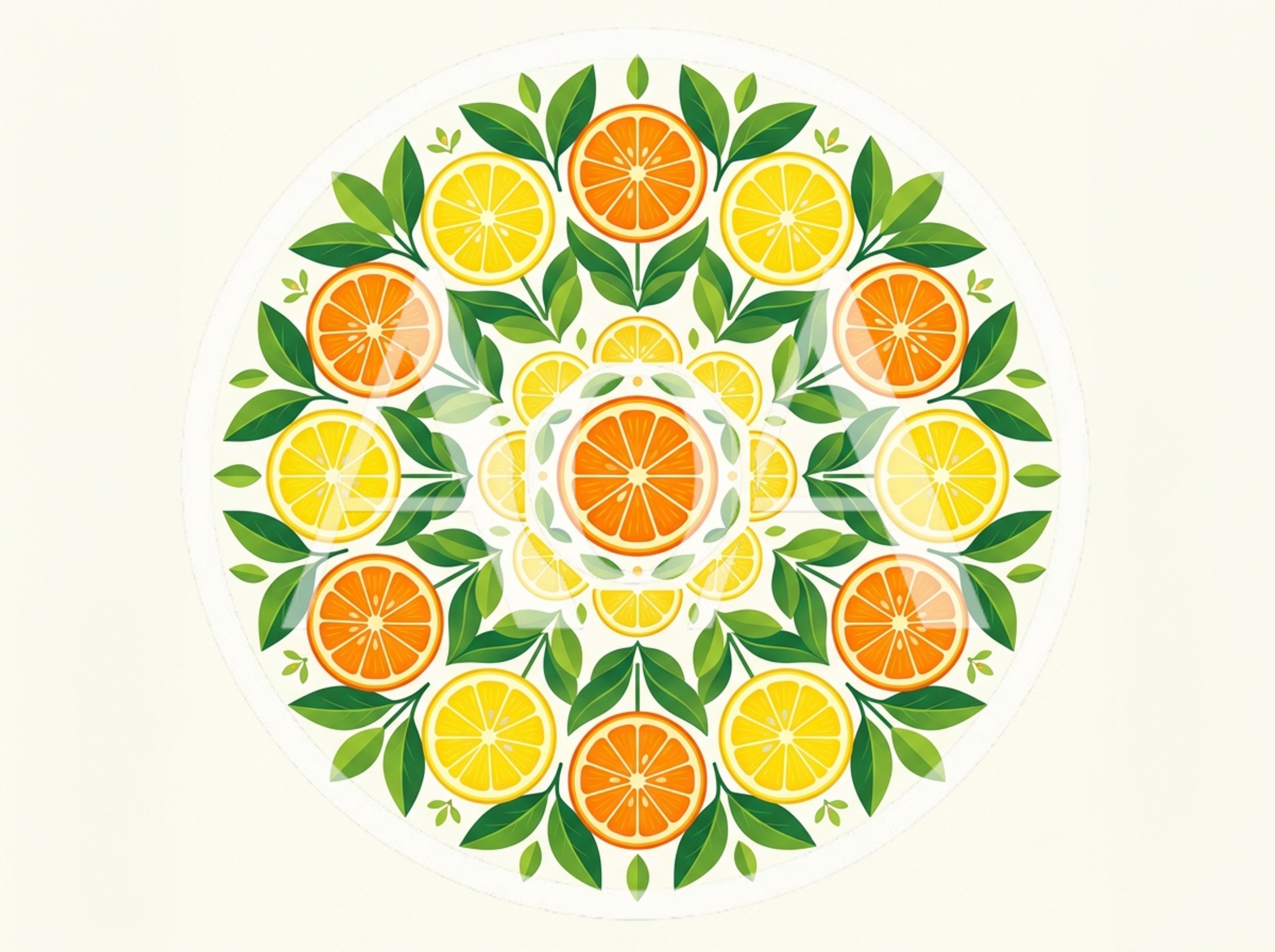 Citrus Fruit Mandala Pattern With Oranges And Lemons