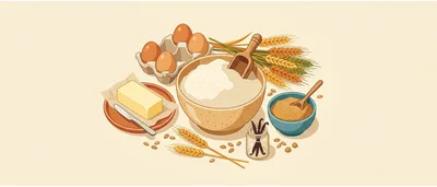Baking Ingredients Arrangement With Flour And Eggs