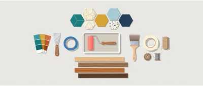 Flat Lay Of Home Renovation And Painting Tools