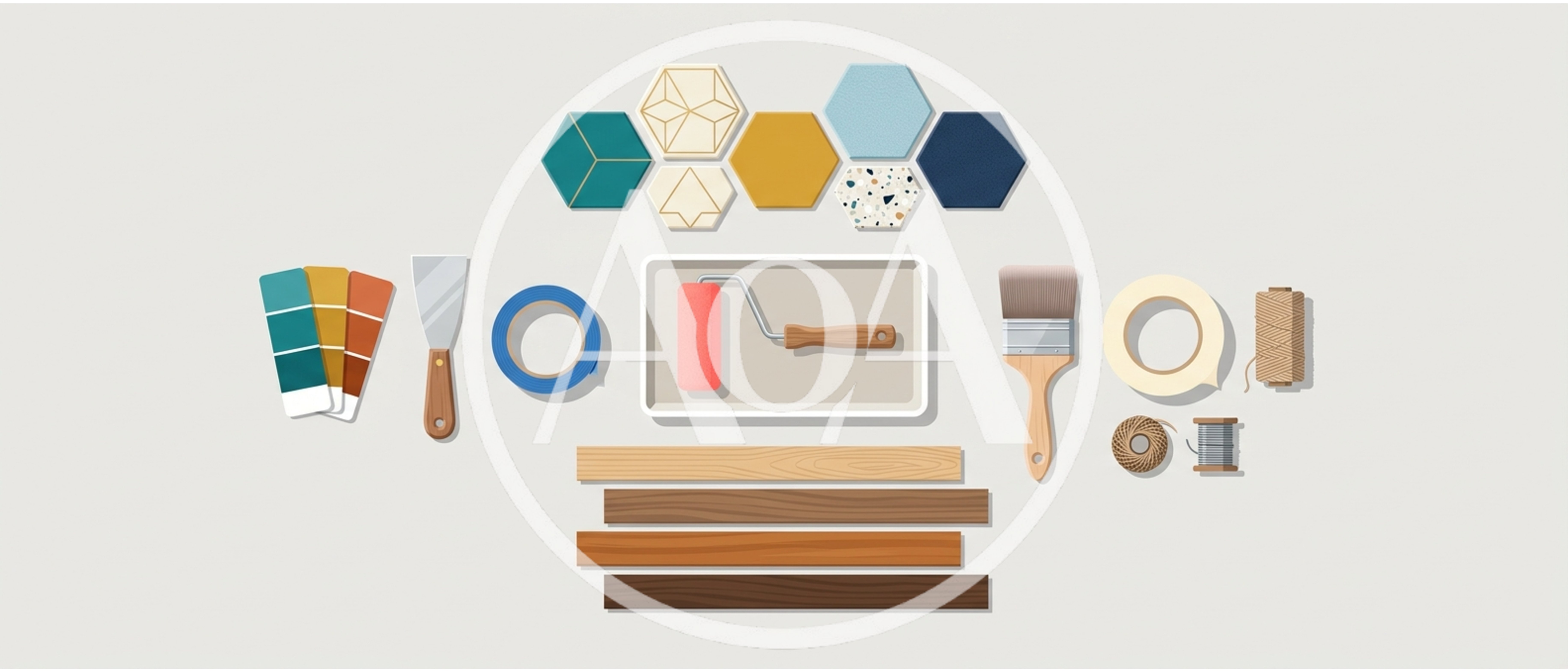 Flat Lay Of Home Renovation And Painting Tools