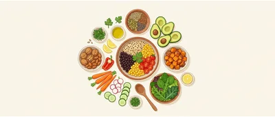 Healthy Balanced Food Ingredients Arranged In A Circle