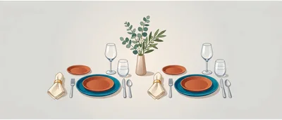 Elegant Table Setting For Two With Floral Centerpiece
