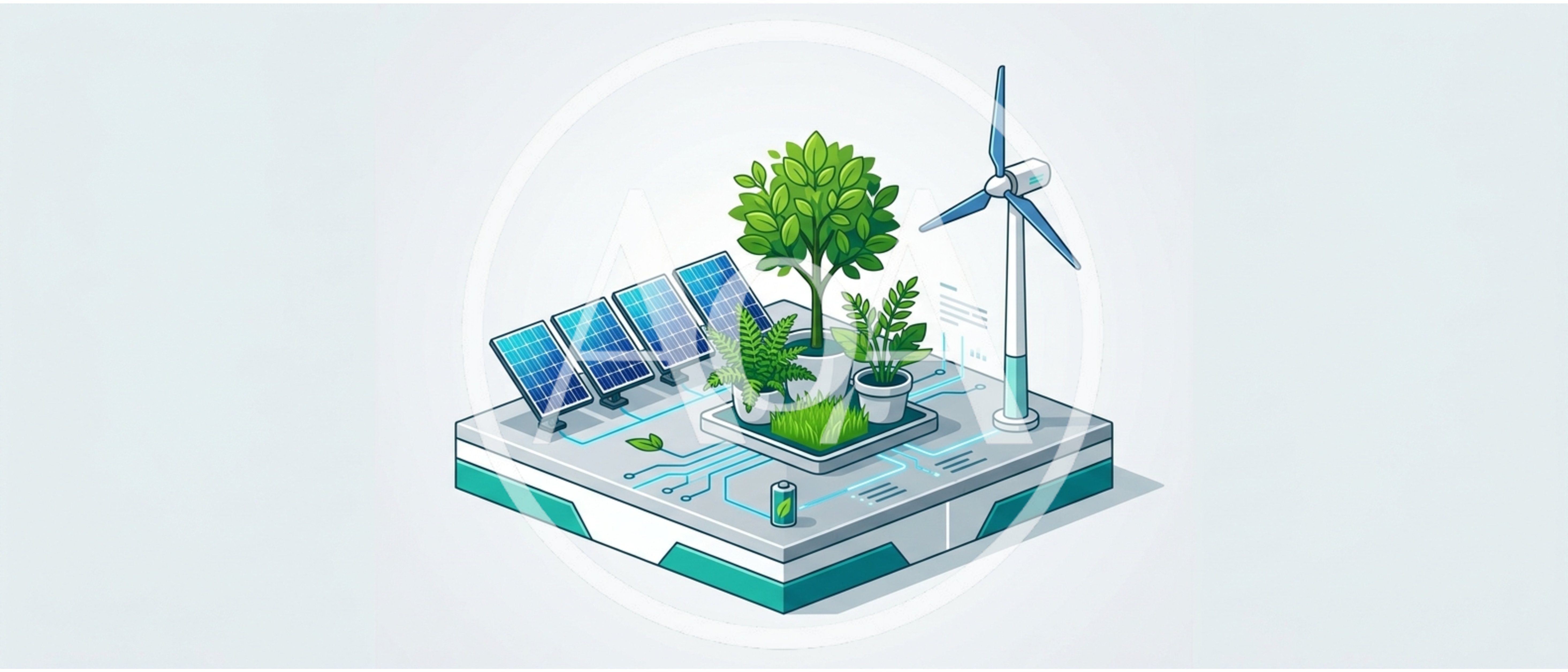 Isometric Illustration Of Sustainable Green Energy Technology