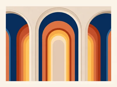 Abstract Mid Century Modern Archway Illustration