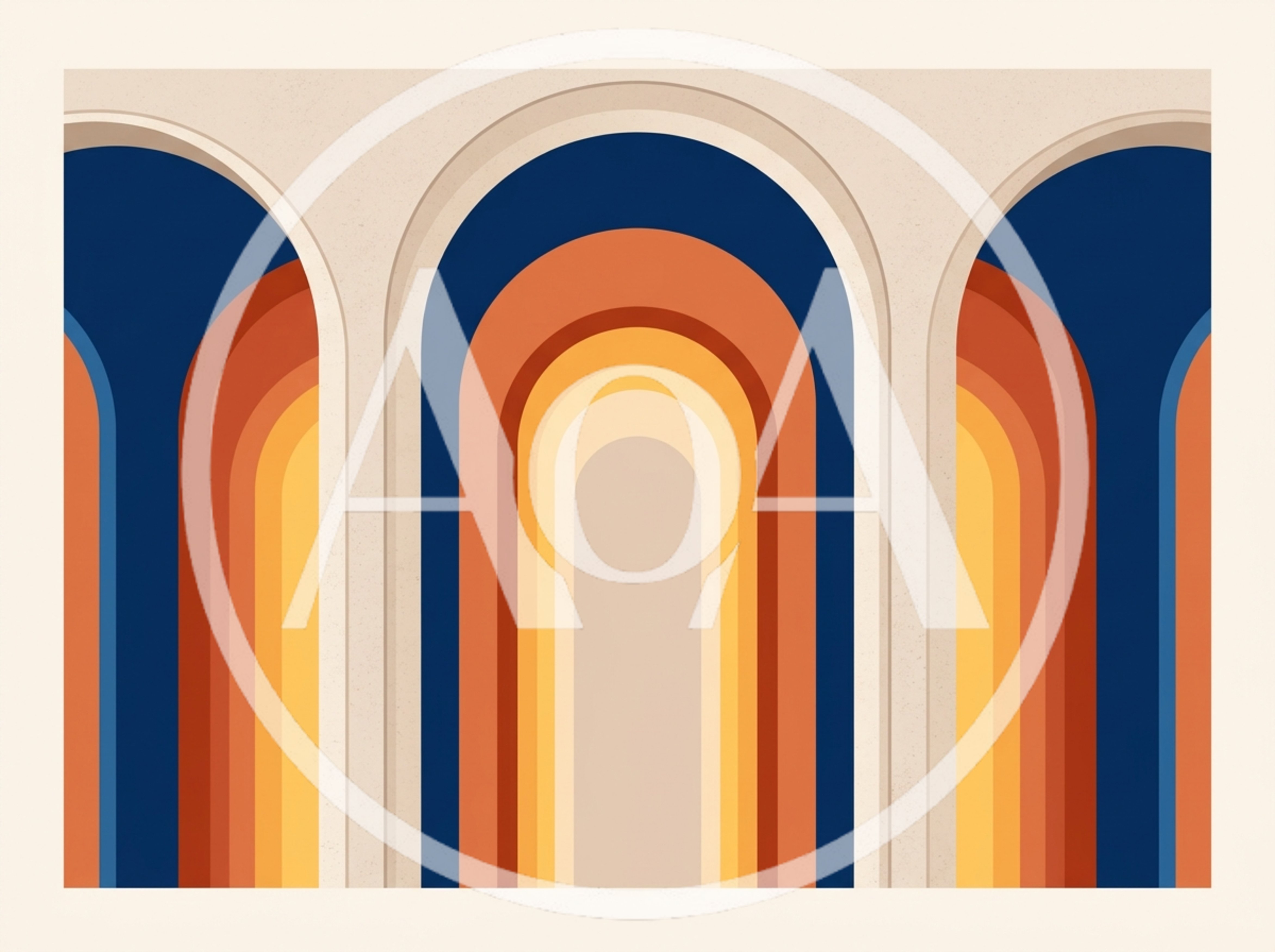Abstract Mid Century Modern Archway Illustration