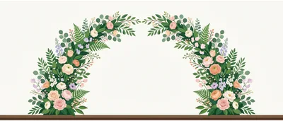 Floral Wedding Arch Illustration With Pastel Flowers