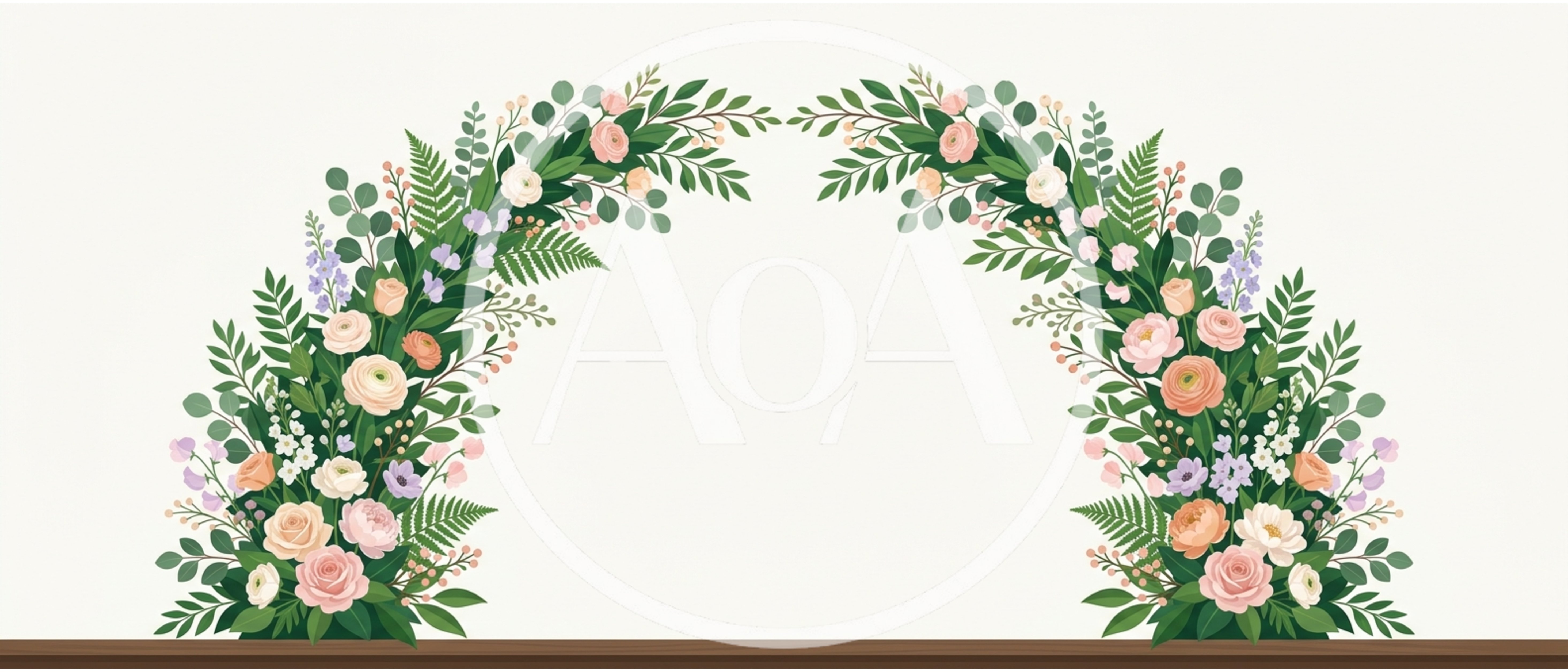 Floral Wedding Arch Illustration With Pastel Flowers