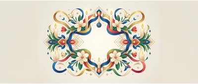 Festive Floral Frame With Candles And Ribbons