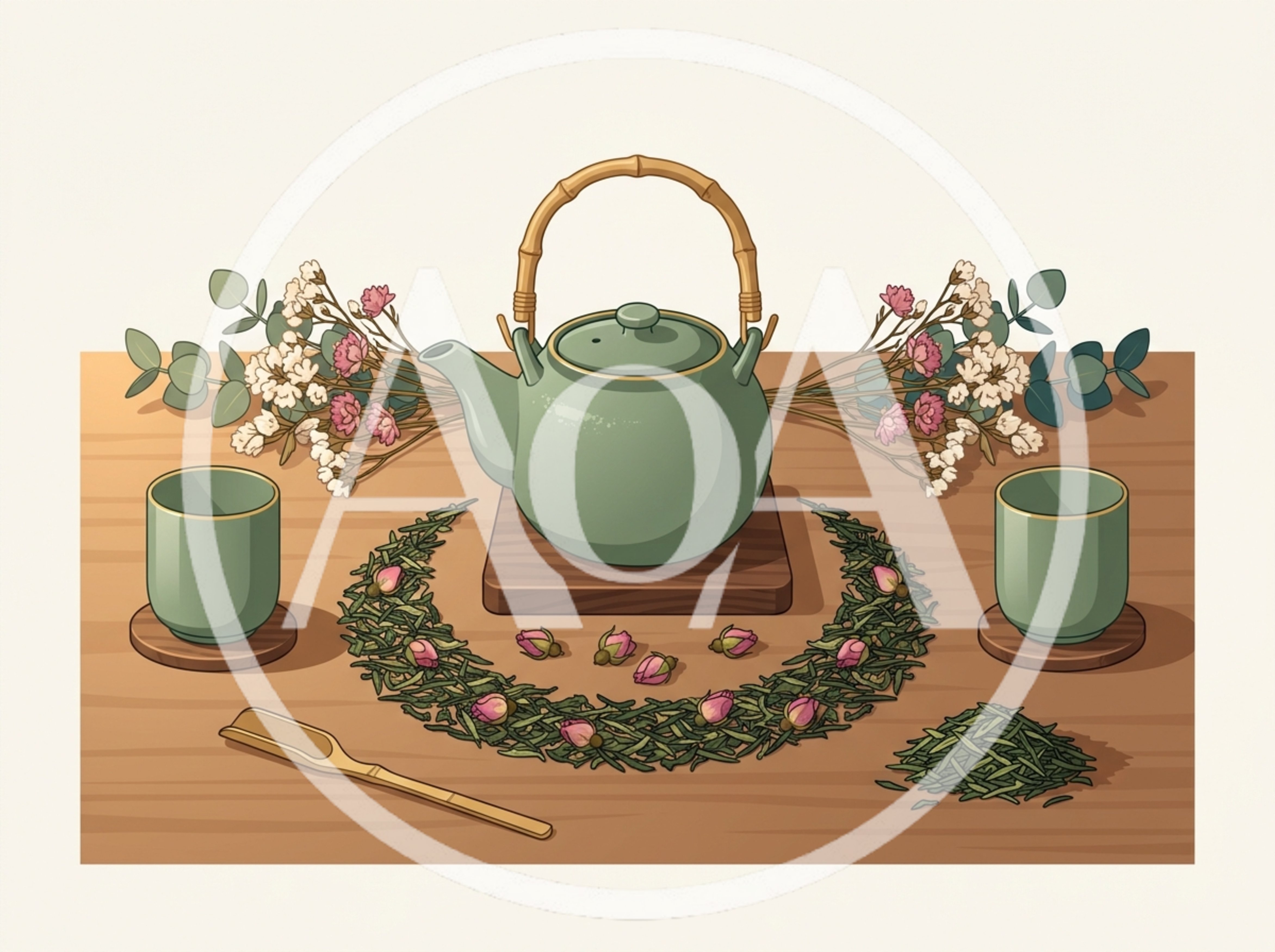 Traditional Tea Ceremony Setup With Teapot And Cups