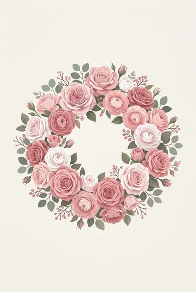 Floral Wreath With Pink And White Roses