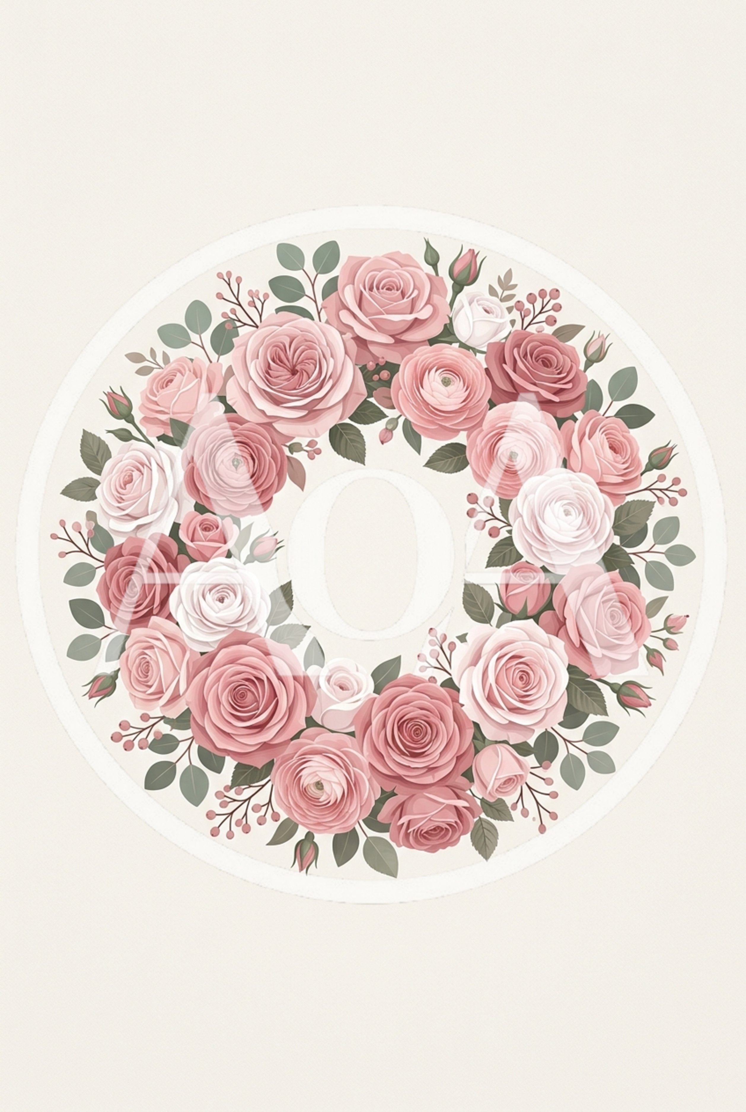 Floral Wreath With Pink And White Roses