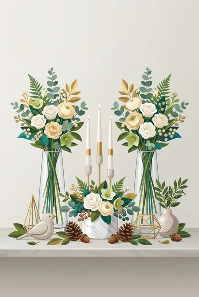 Elegant Floral Centerpiece Arrangement With Candles And Decor
