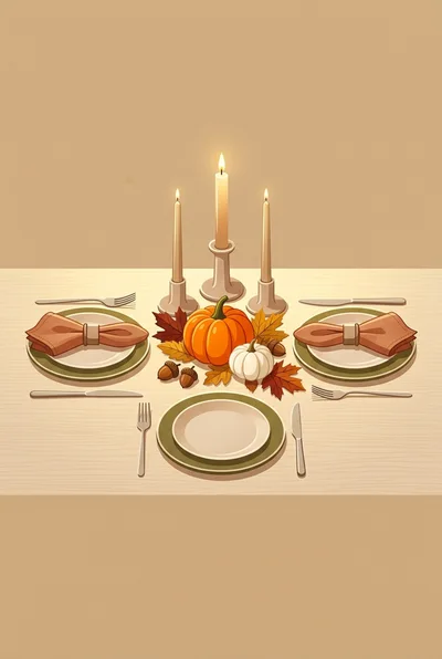 Thanksgiving Table Setting With Pumpkins And Candles