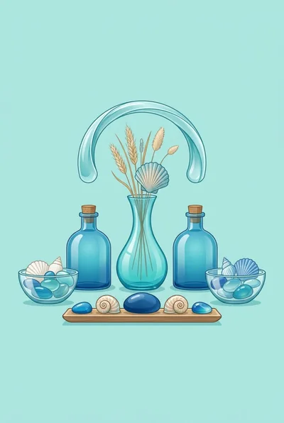 Spa Still Life With Glass Vases And Seashells