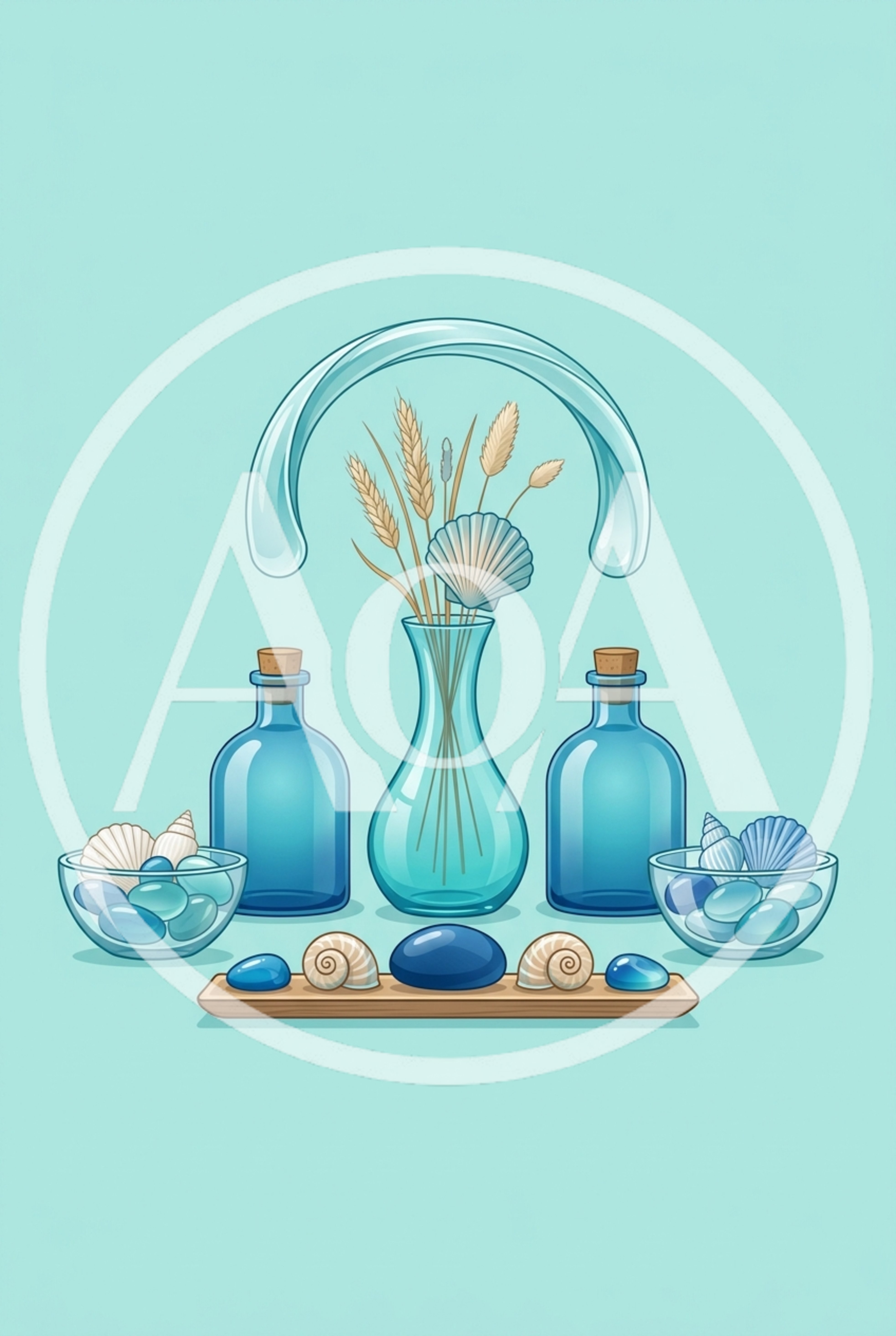 Spa Still Life With Glass Vases And Seashells