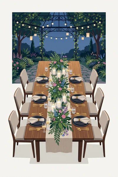 Elegant Outdoor Dining Table Set For A Garden Party
