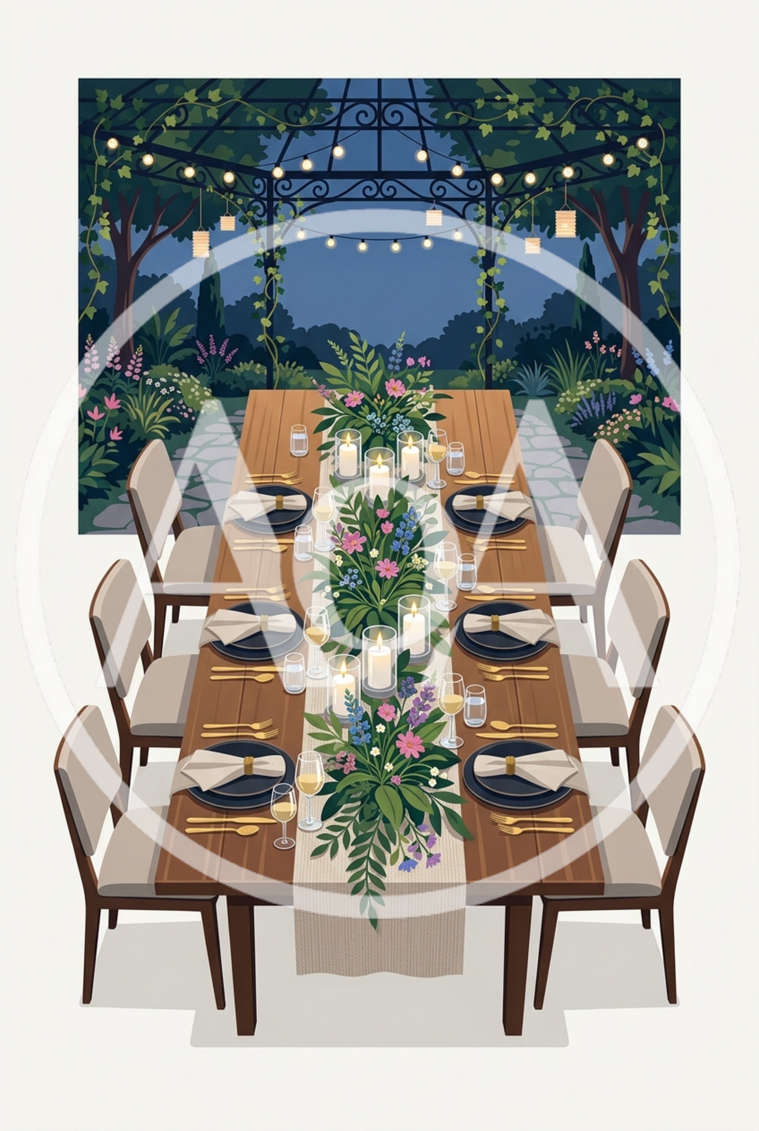 Elegant Outdoor Dining Table Set For A Garden Party