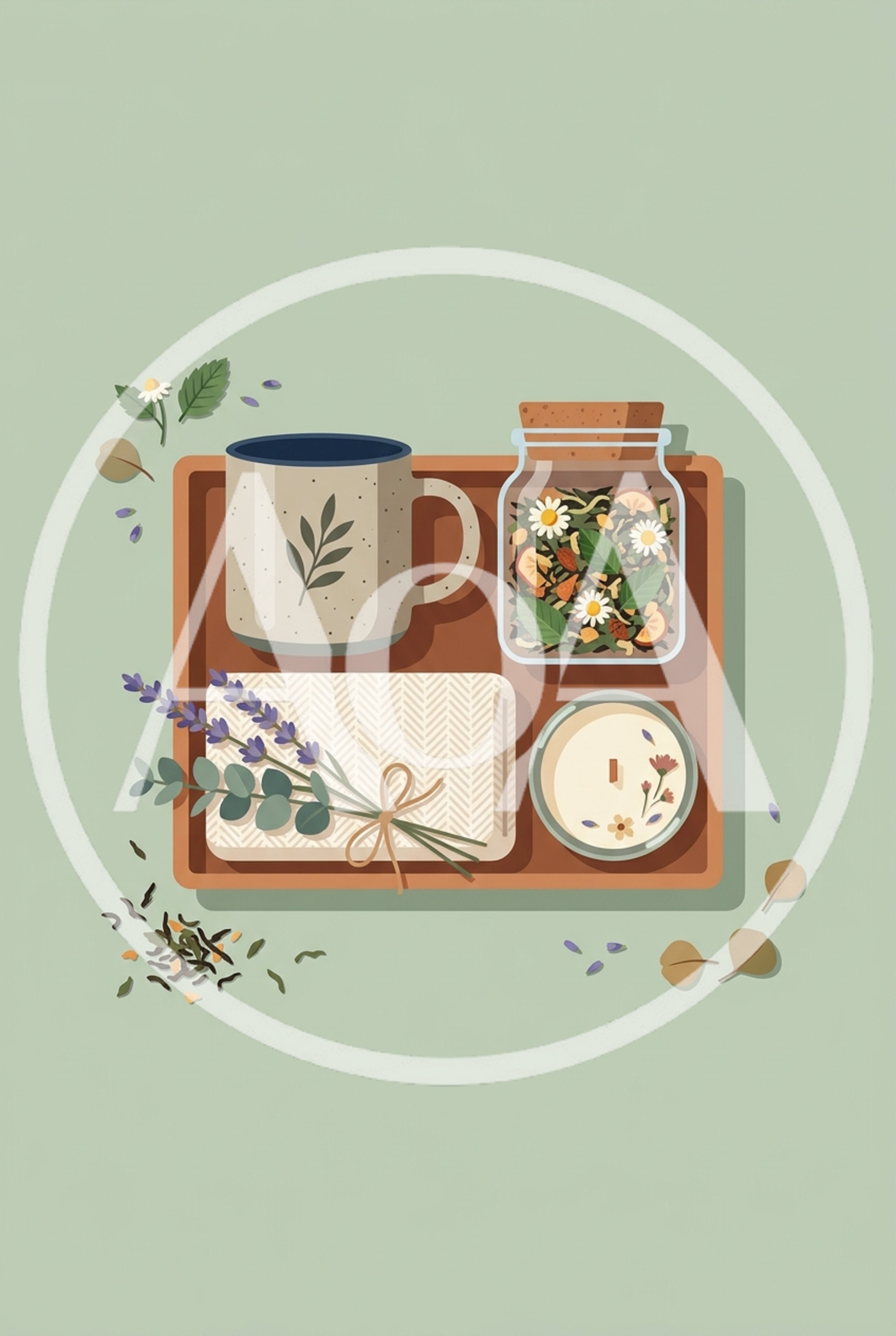 Cozy Tea Time Flat Lay Illustration
