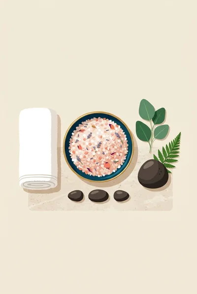 Spa Treatment Essentials With Bath Salts And Stones