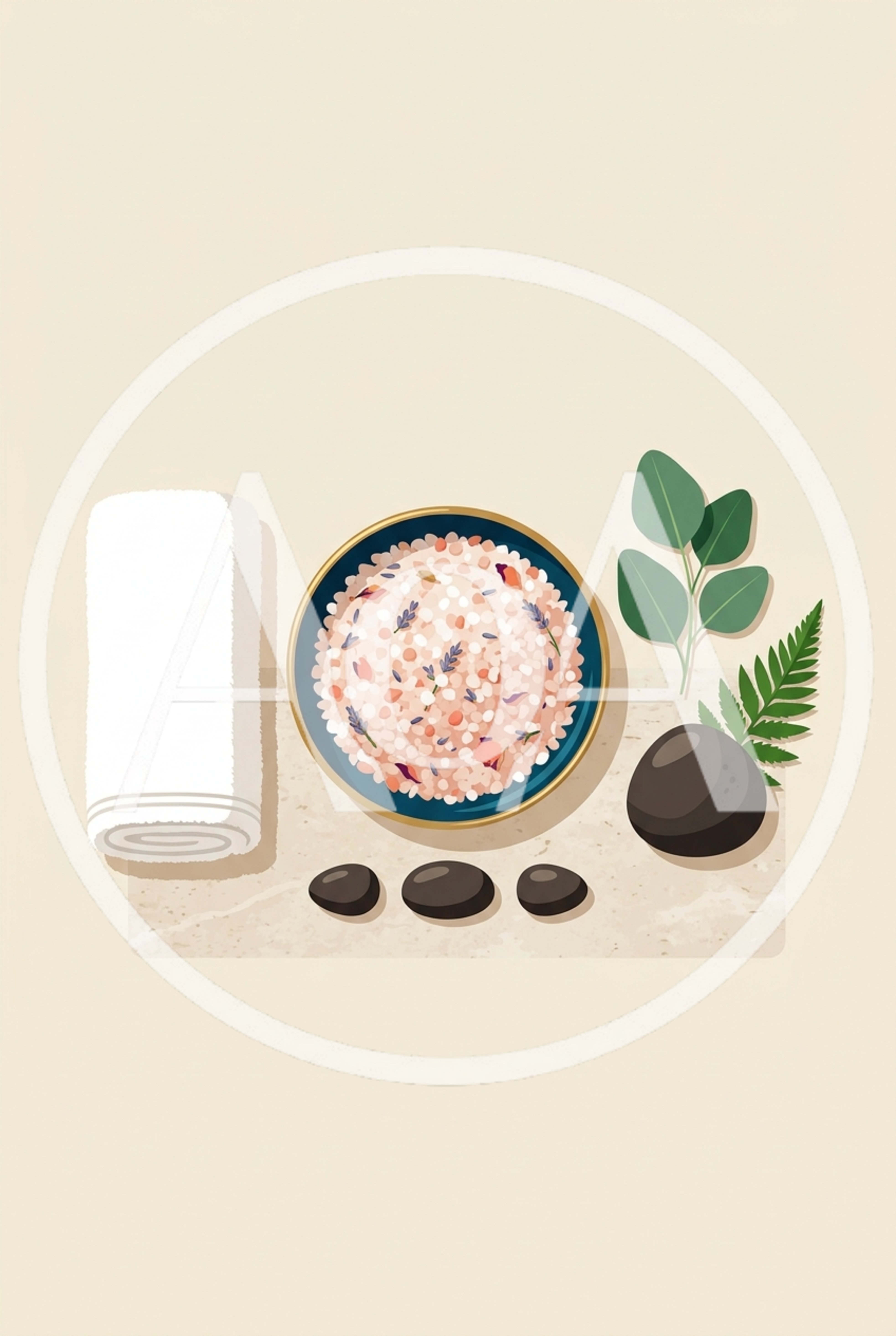 Spa Treatment Essentials With Bath Salts And Stones