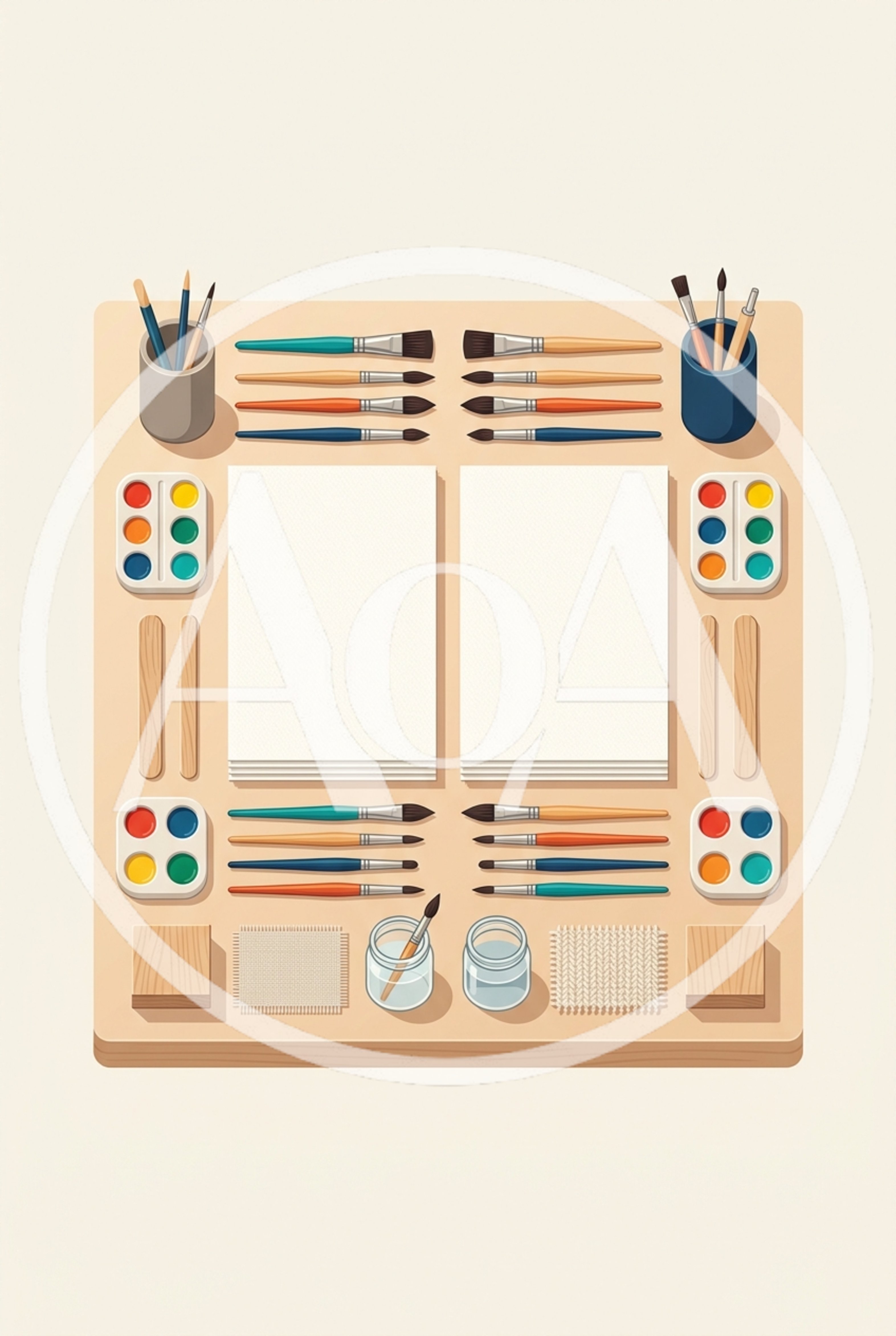Art Supplies Flat Lay With Paper And Paint