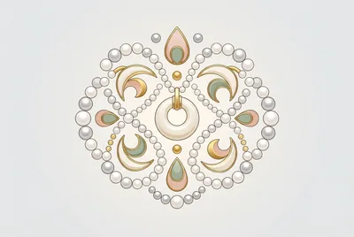 Ornate Mandala Design With Pearls And Gemstones