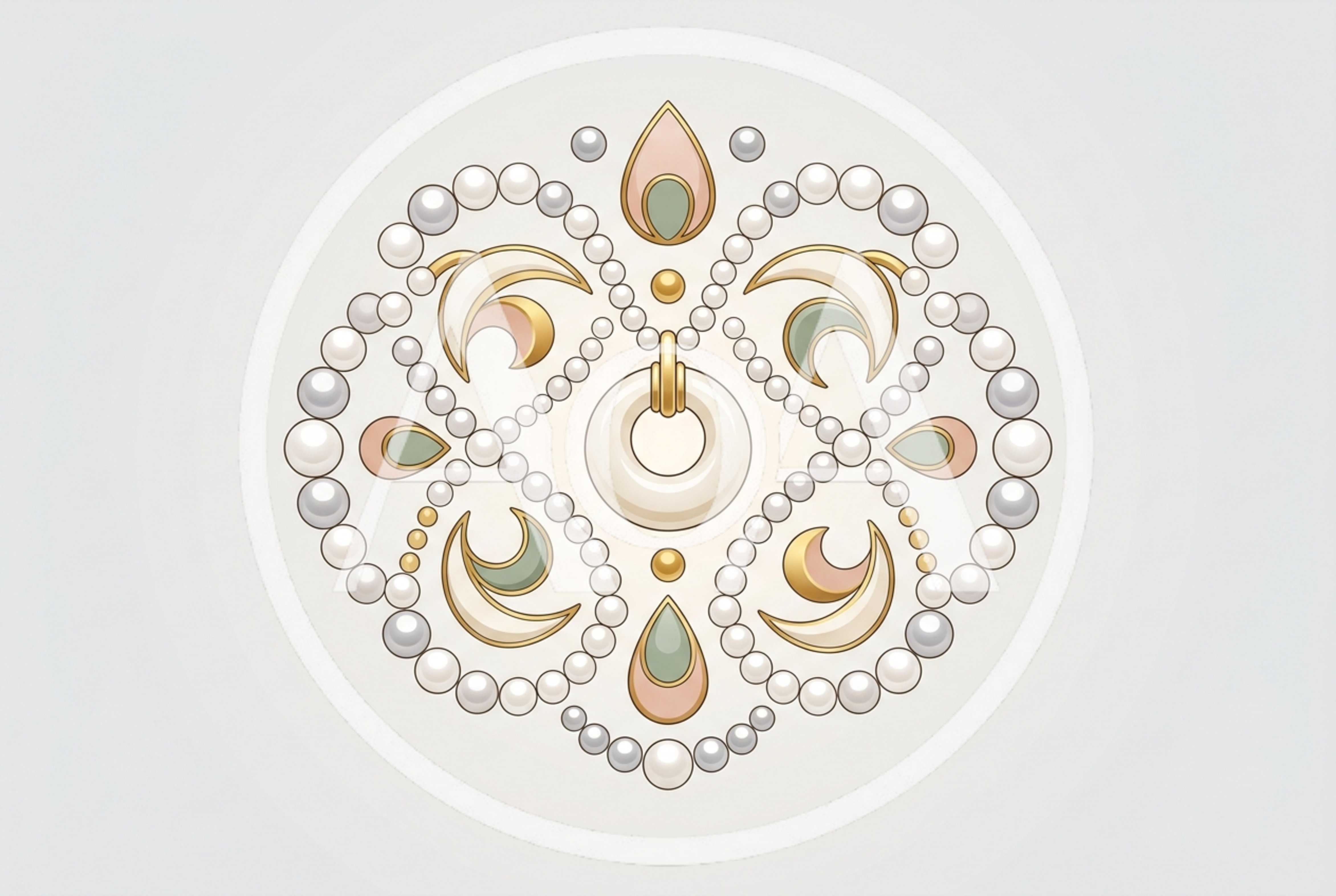 Ornate Mandala Design With Pearls And Gemstones