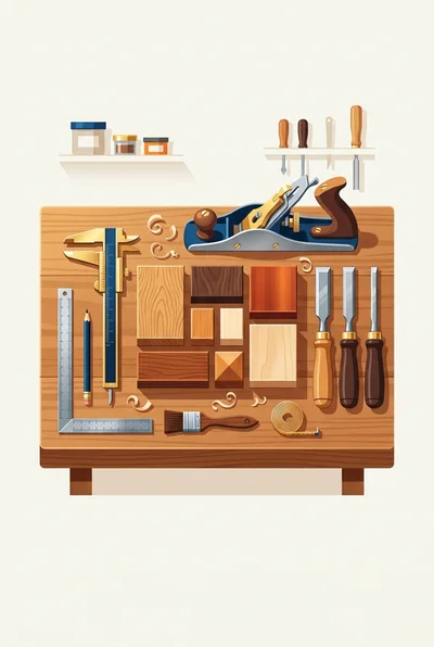 Woodworking Tools And Materials On A Workbench
