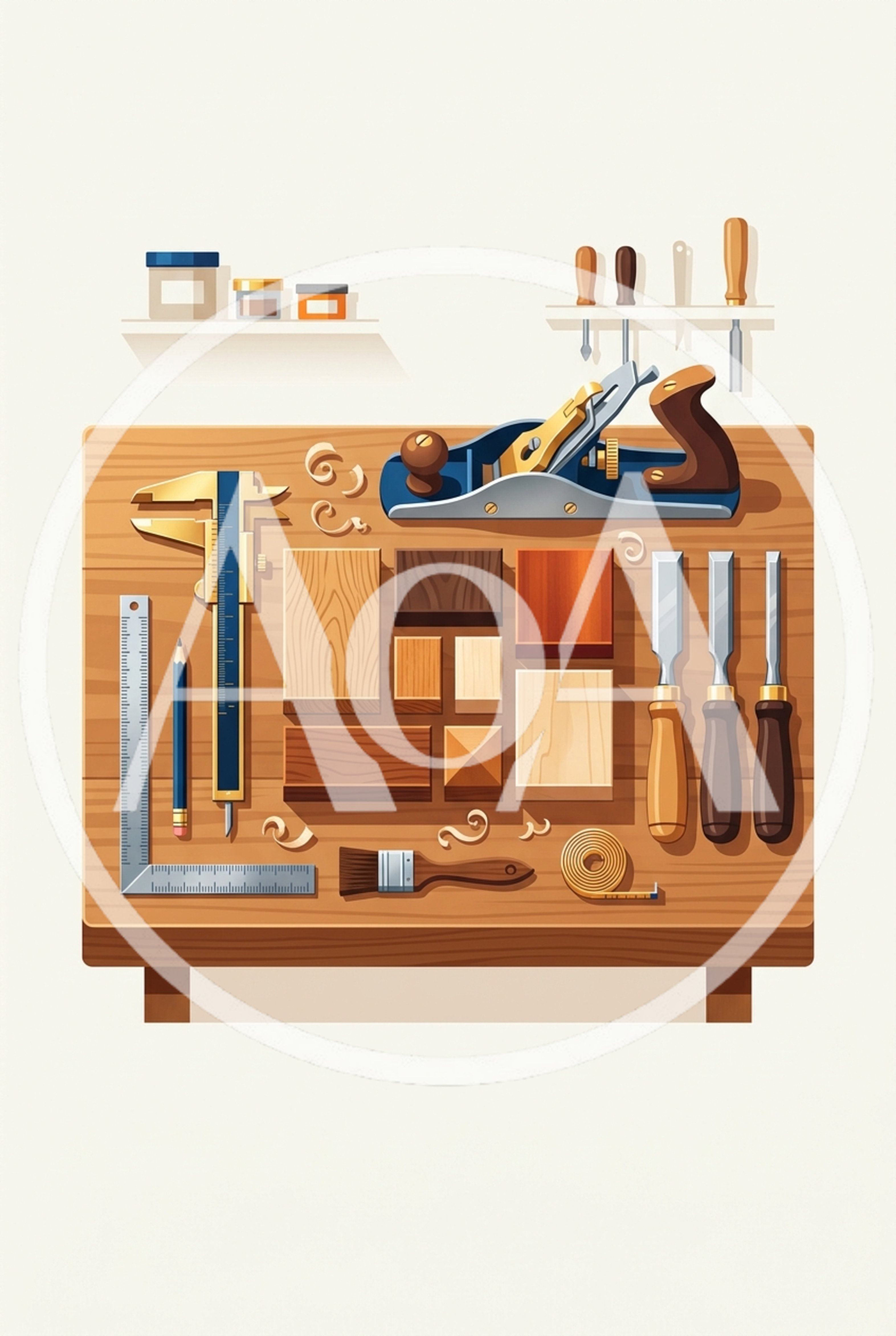Woodworking Tools And Materials On A Workbench