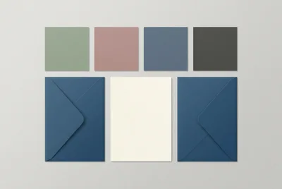 Stationery Mockup With Envelopes And Colored Paper Squares