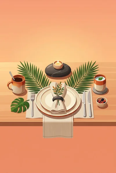 Minimalist Table Setting With Tropical Decor