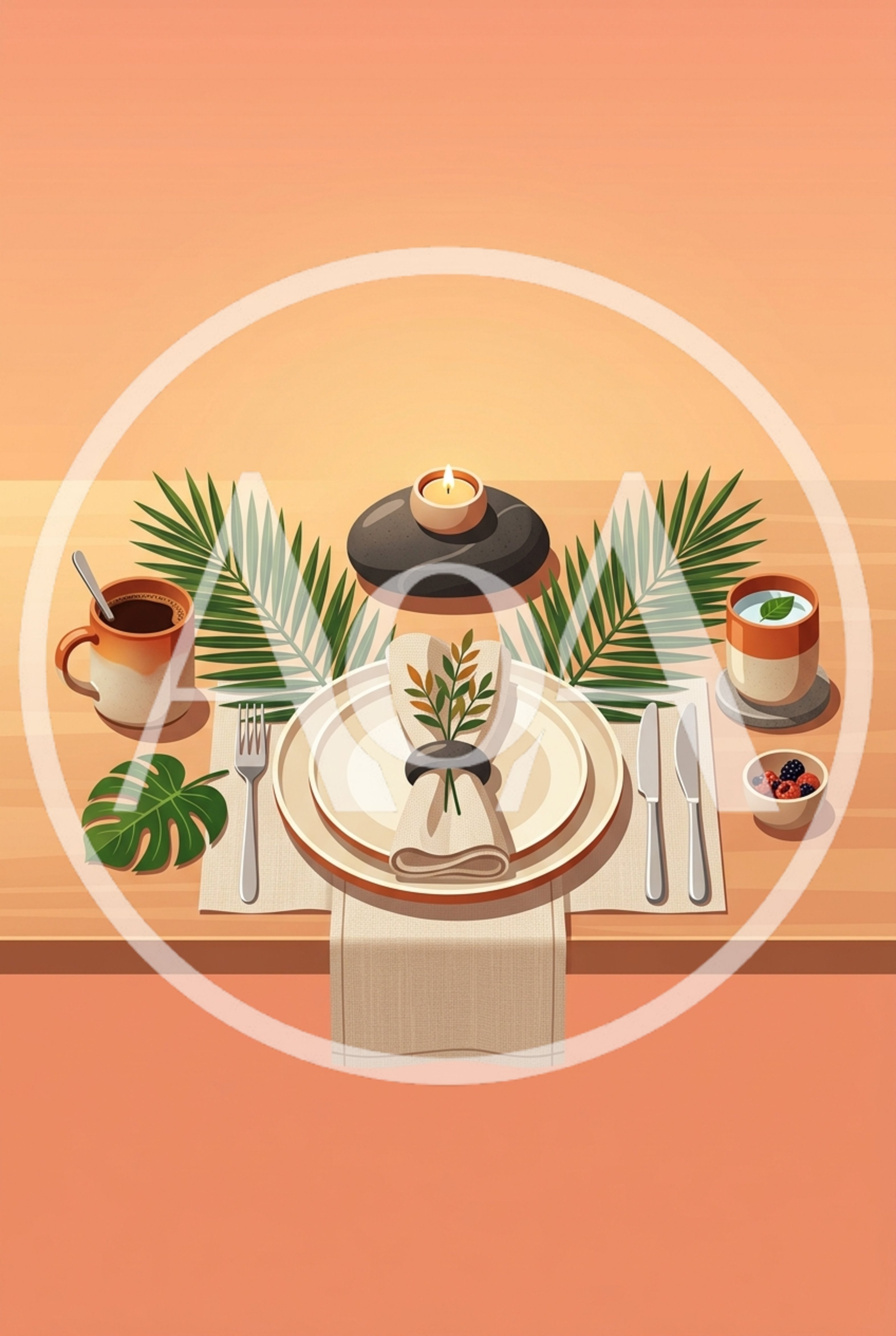 Minimalist Table Setting With Tropical Decor