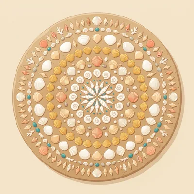 Seashell Mandala Pattern On Sandy Background
