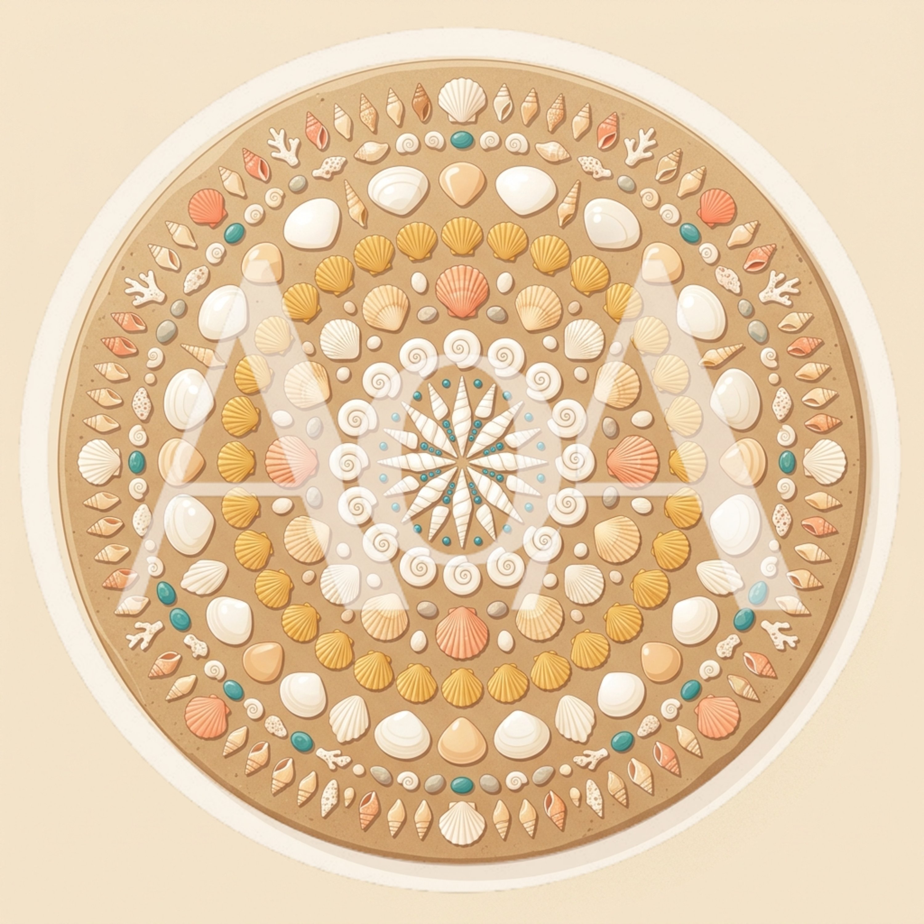 Seashell Mandala Pattern On Sandy Background