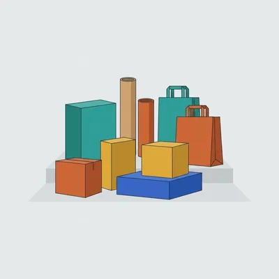 Collection of Colorful Cardboard Boxes and Shopping Bags