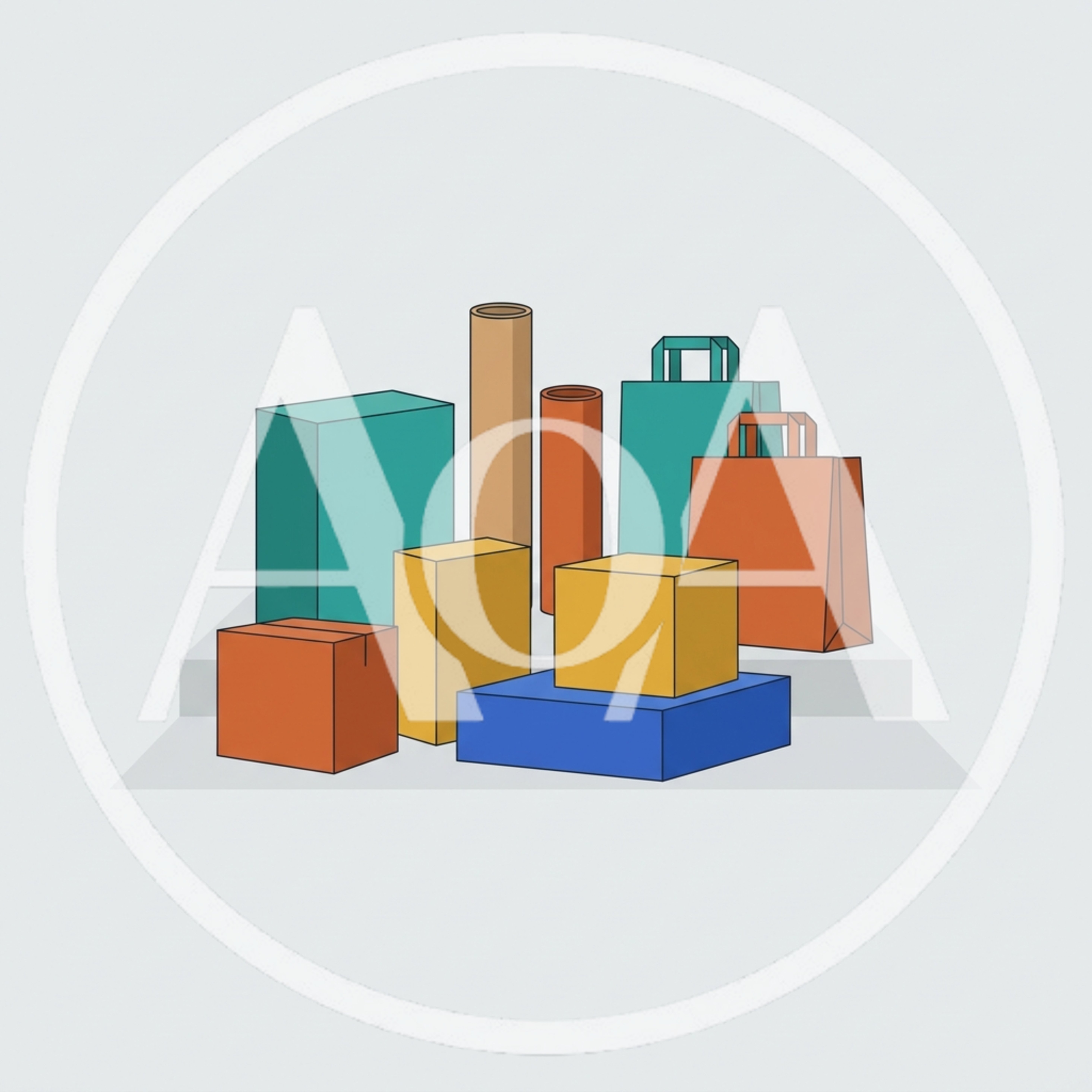 Collection of Colorful Cardboard Boxes and Shopping Bags