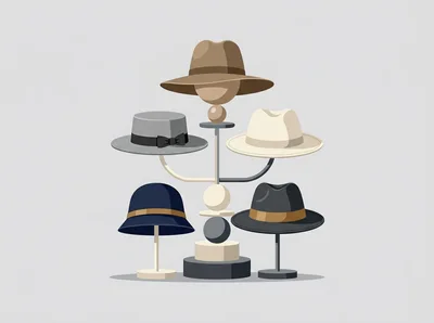 Collection Of Stylish Hats On A Display Stand