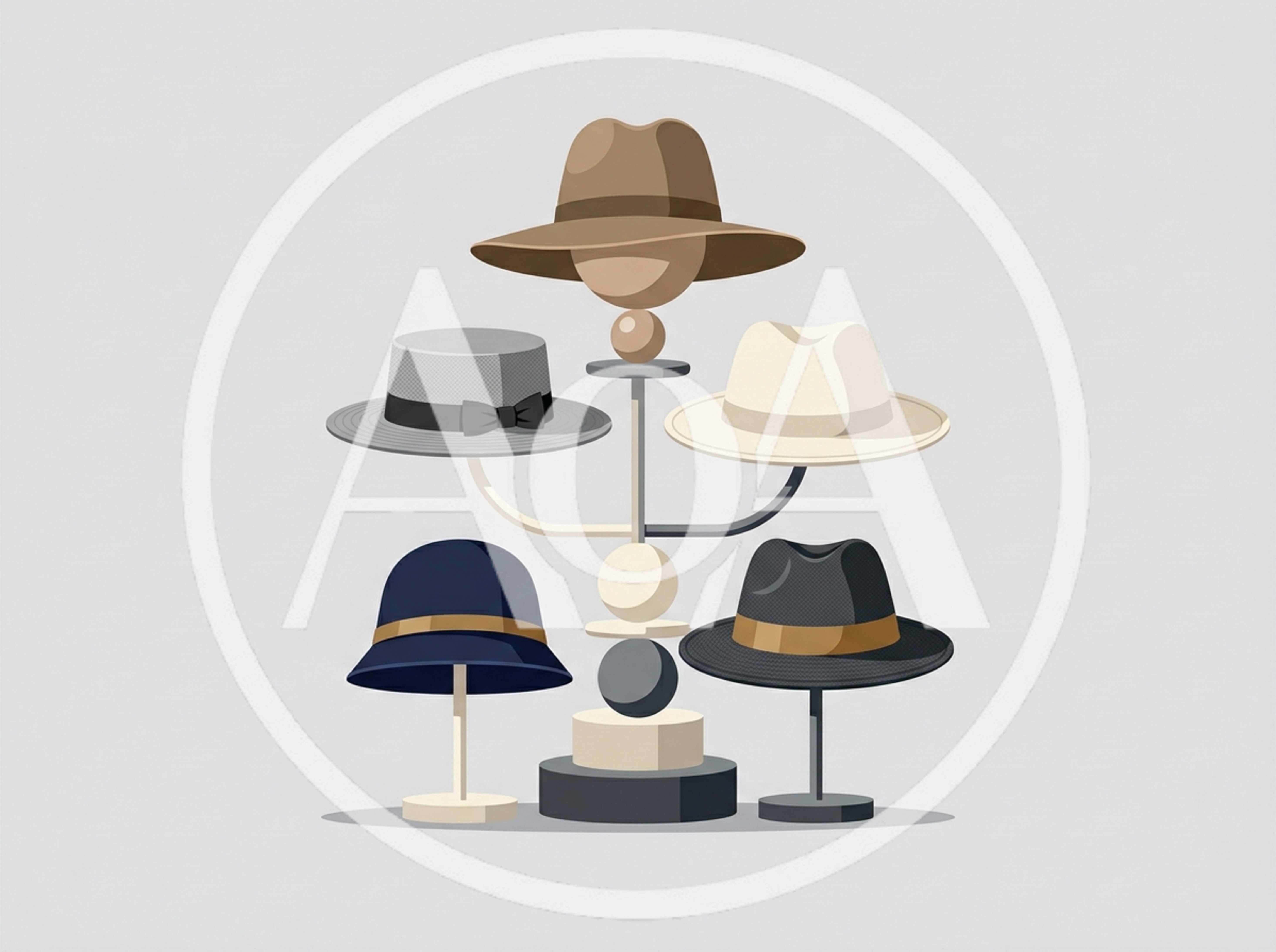 Collection Of Stylish Hats On A Display Stand