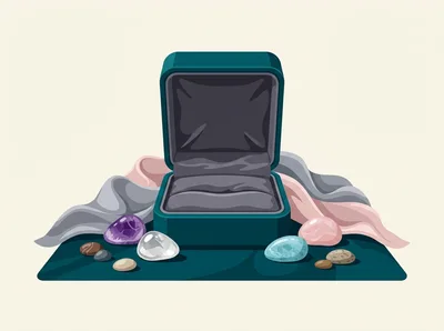 Open Empty Jewelry Box With Decorative Gemstones